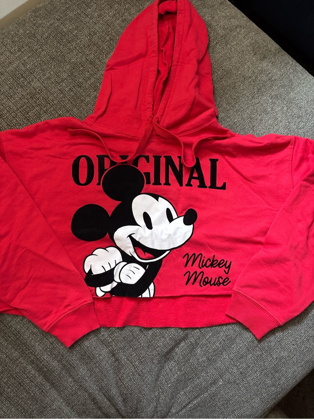 Disney Red Mickey Mouse Cropped Hoodie